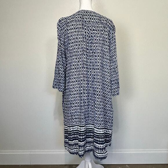 Coldwater Creek Geometric Shift Dress 16 Womens Blue Boho Casual Lightweight - Picture 2 of 9
